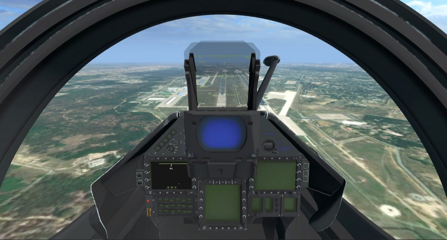 In-simulator cockpit view from the Immersive Flight Training Device software